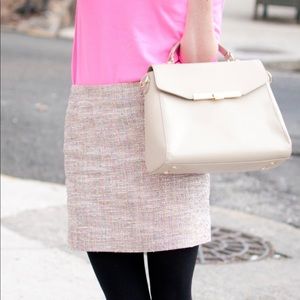J Crew Tweed Pink silk cotton mini tweed boucle skirt 2 new